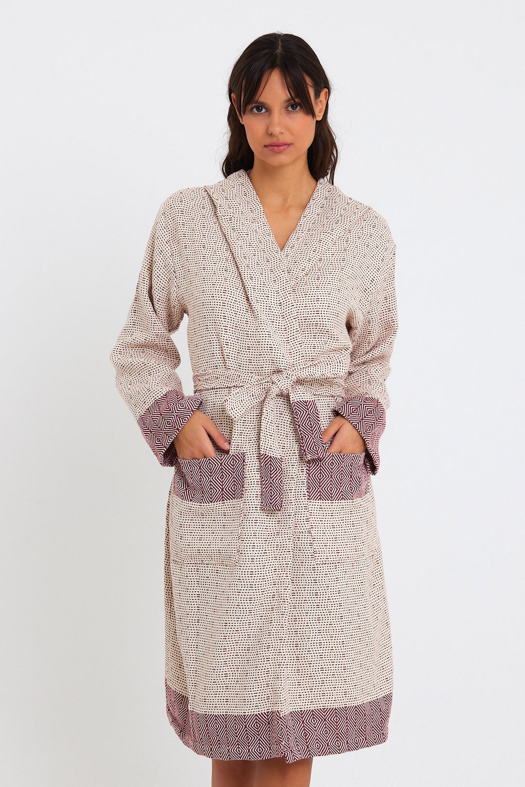 Tuval Bathrobe - Bordeaux | Sauna Bathrobe - madeathand.com