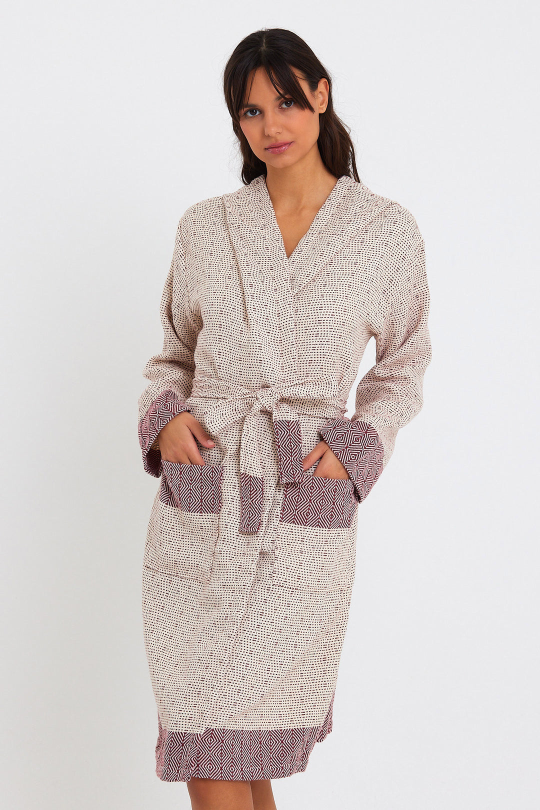 Tuval Bathrobe - Bordeaux | Sauna Bathrobe - madeathand.com