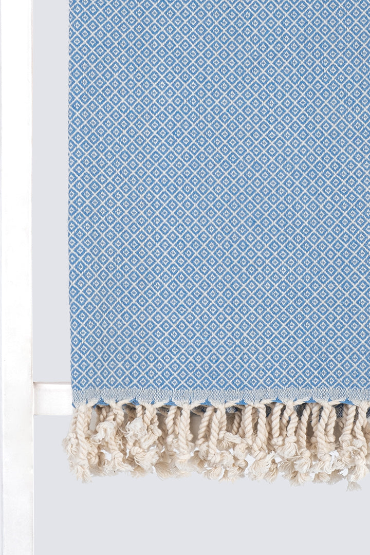 LIDA TURKISH TOWEL - BEACH TOWEL-  HAMMAM TOWEL  -  NOVA BLUE - MADEATHAND.COM