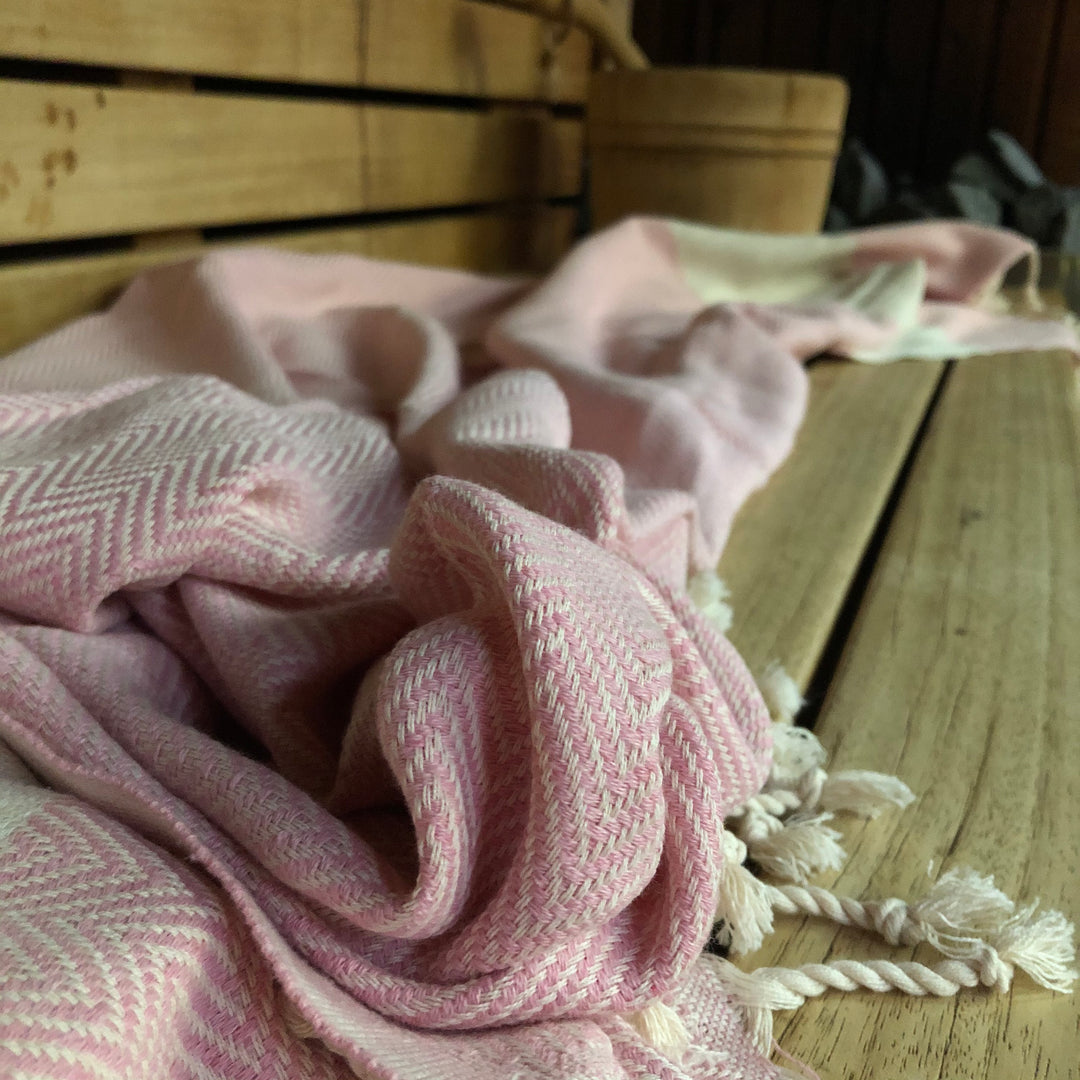 Herringbone Pink Pestemal Towel - madeathand.com