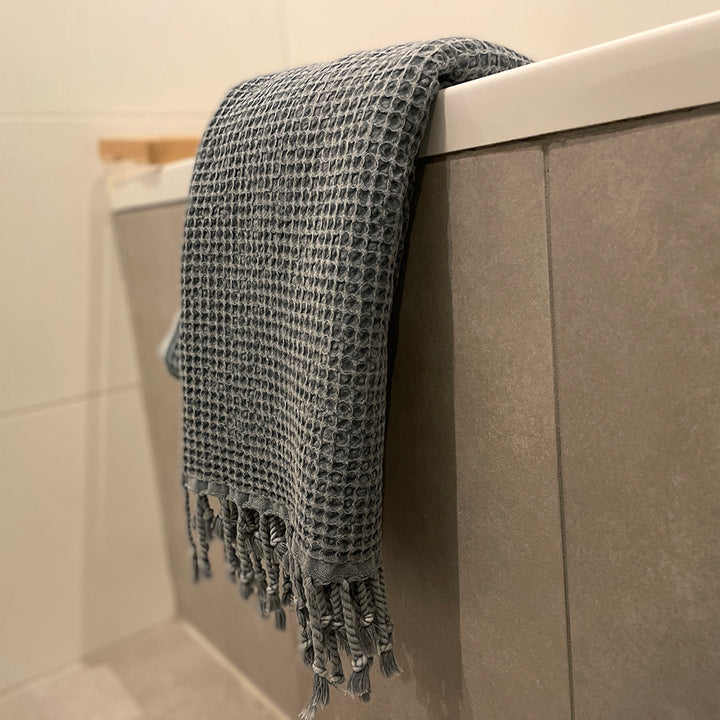 Waffle Stone Washed Pestemal Turkish Towel  - madeathand.com