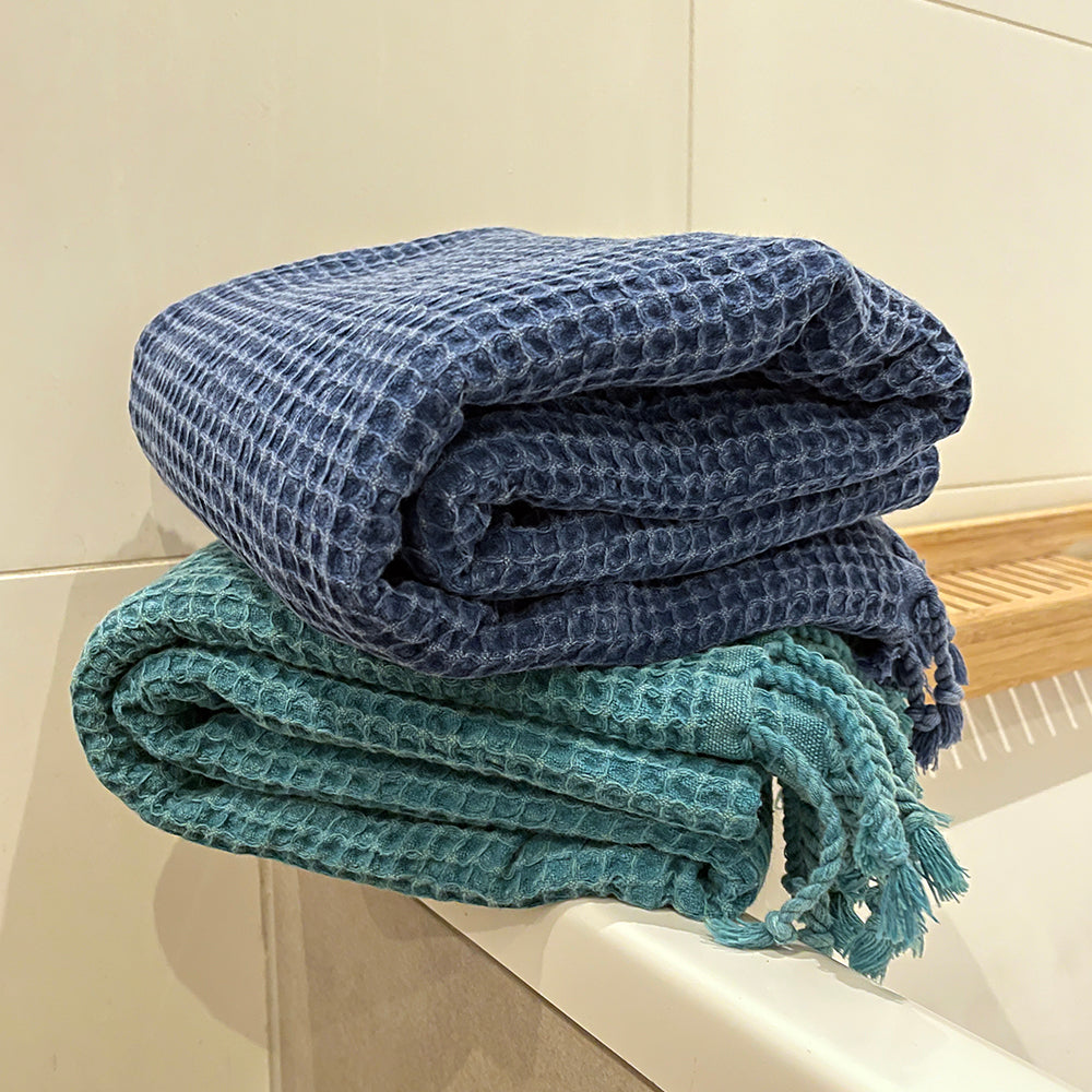Waffle Stone Washed Pestemal Turkish Towel  - madeathand.com