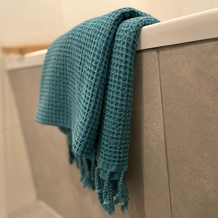 Waffle Stone Washed Pestemal Turkish Towel  - madeathand.com