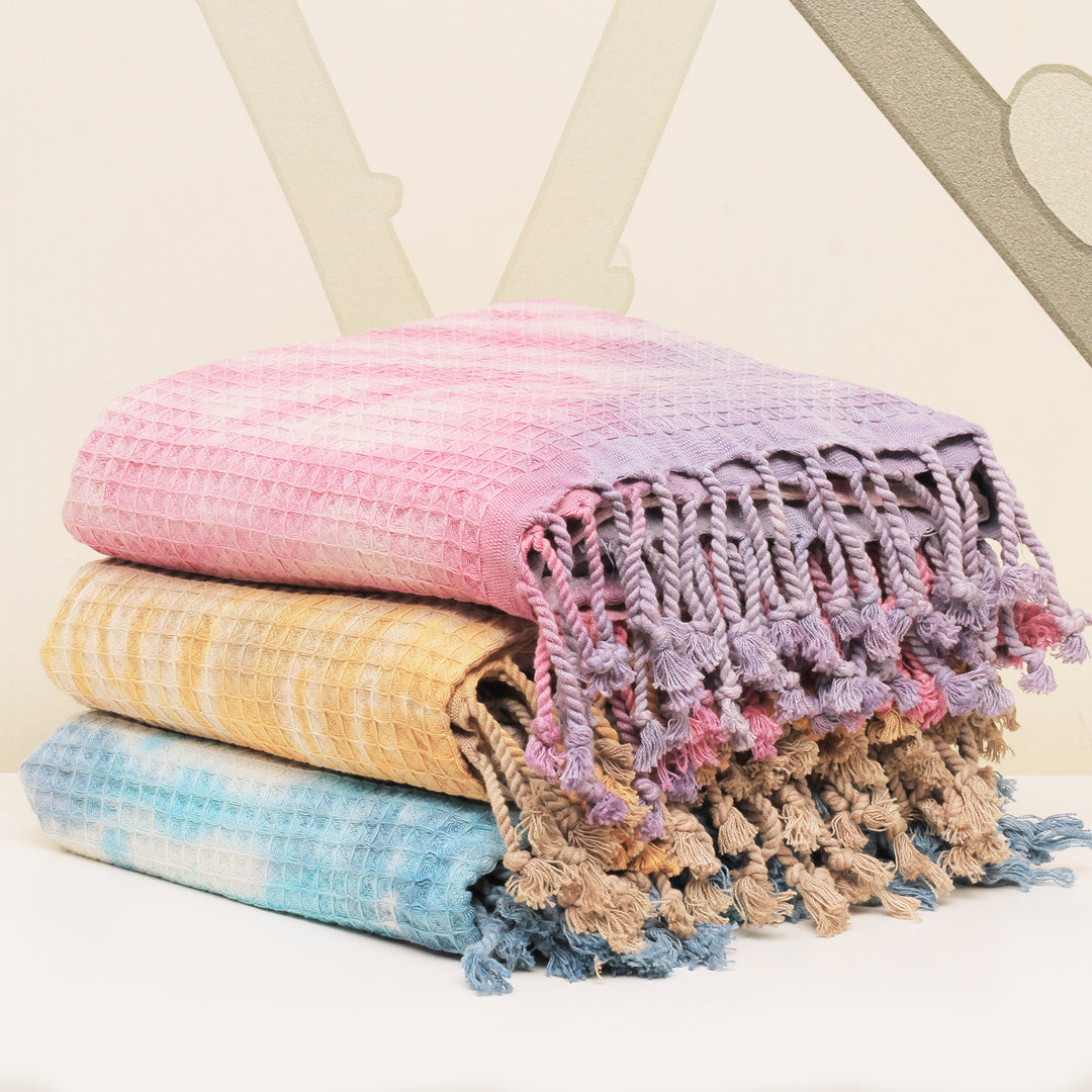Waffle Tie Die Stone Washed Turkish Towel - madeathand.com