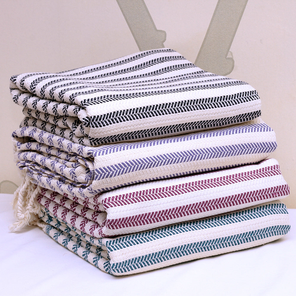 Duocolor Herringbone Turkish Towel - madeathand.nl