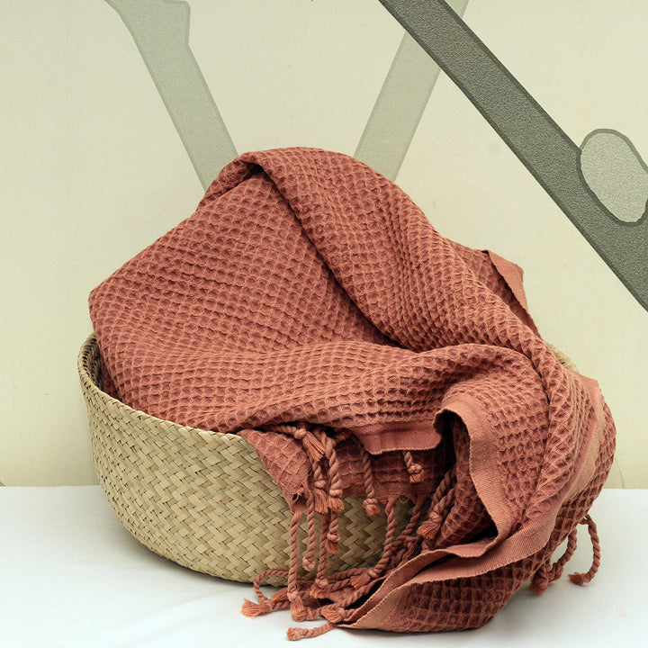 Waffle Stone Washed Pestemal Turkish Towel  - madeathand.com