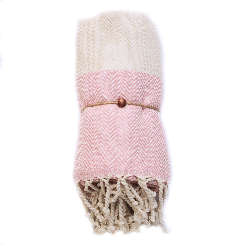 Herringbone Pink Pestemal Towel - madeathand.com