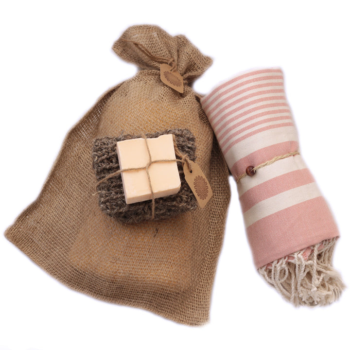 Sauna & Spa Set -Harem Salmon Pink - madeathand.nl