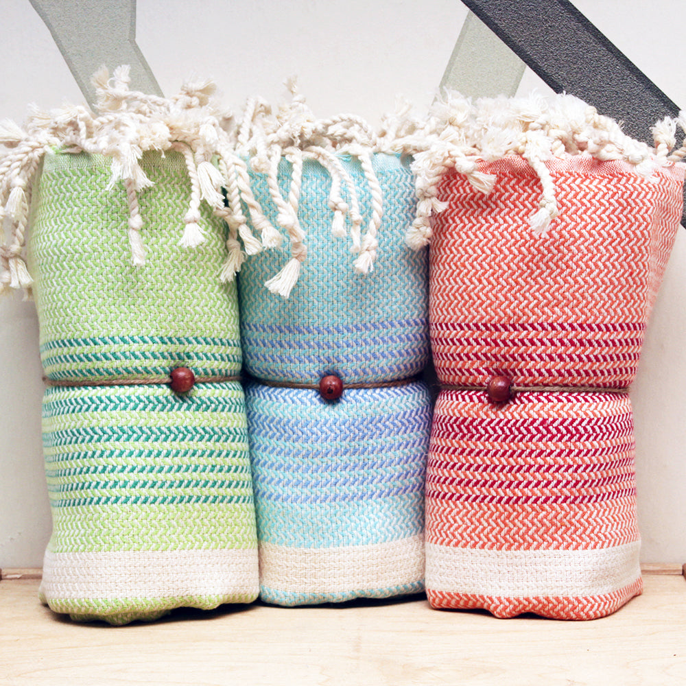 Tricolor Herringbone  Pestemal Hammam Towel - madeathand.nl