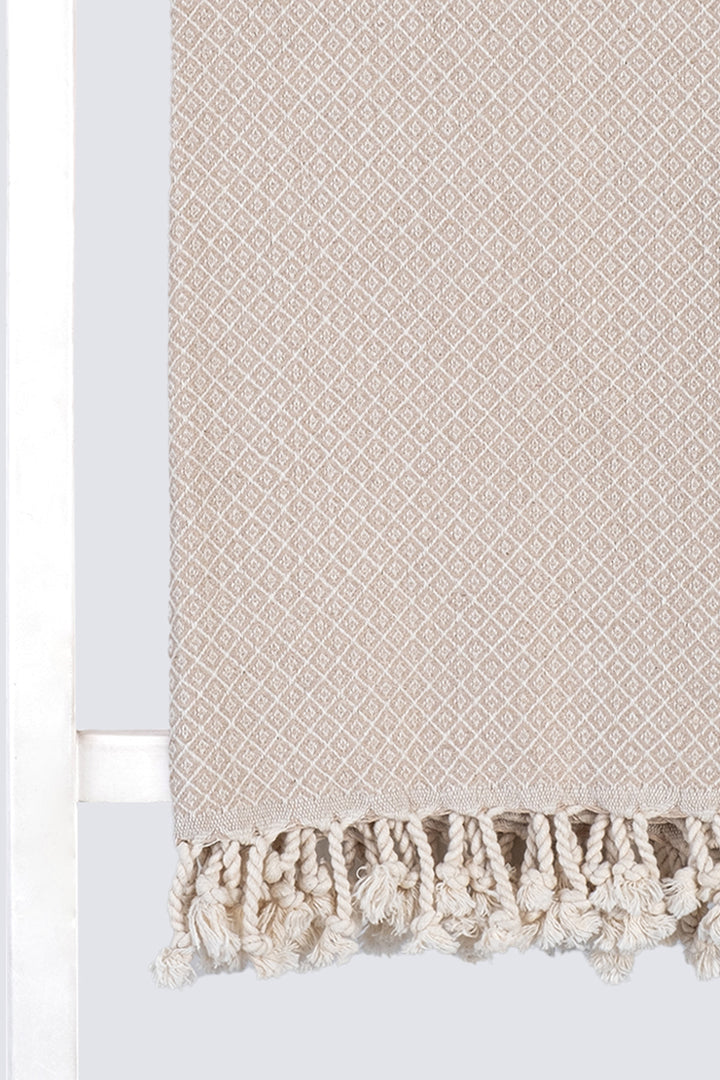 LIDA TURKISH TOWEL - BEACH TOWEL-  HAMMAM TOWEL  -  BEIGE - MADEATHAND.COM
