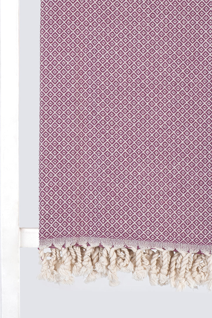 LIDA TURKISH TOWEL - BEACH TOWEL-  HAMMAM TOWEL  -   PLUM- MADEATHAND.COM
