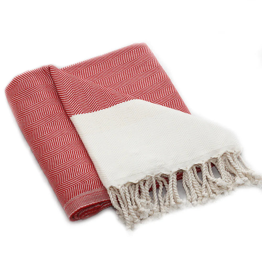 Kerstcadeau Hamamdoek - Herringbone Rood