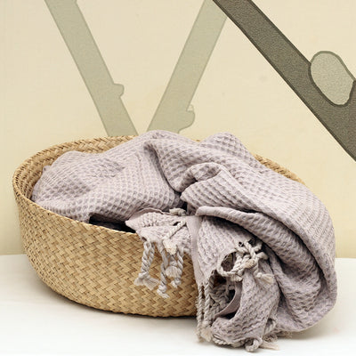 Waffle Stone Washed Pestemal Turkish Towel  - madeathand.com