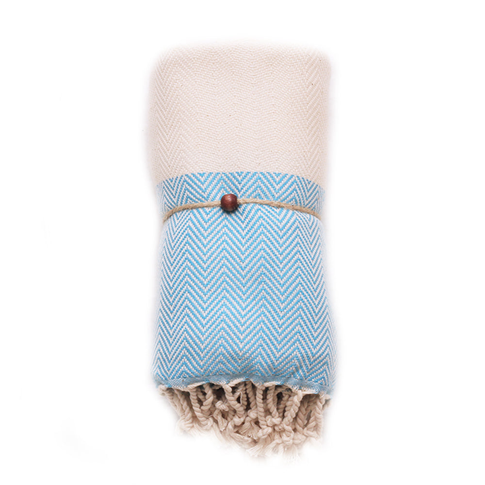 Herringbone Blue Pestemal Towel - madeathand.com