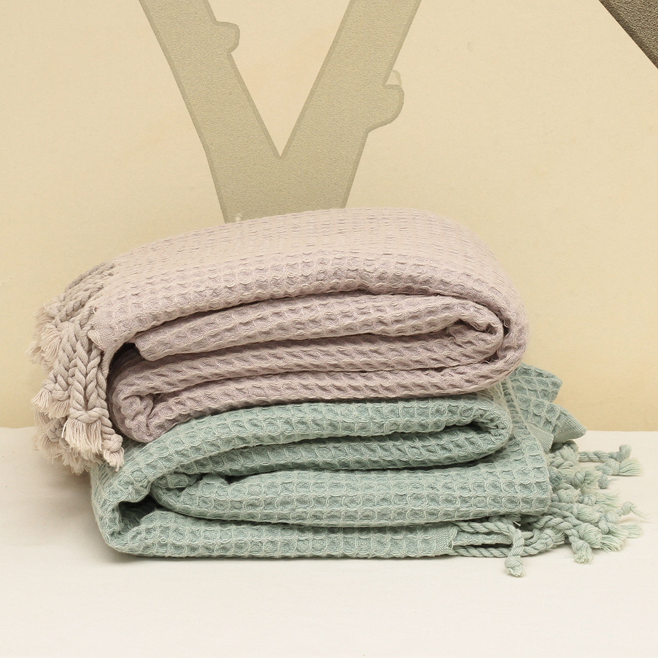 Waffle Stone Washed Pestemal Turkish Towel  - madeathand.com